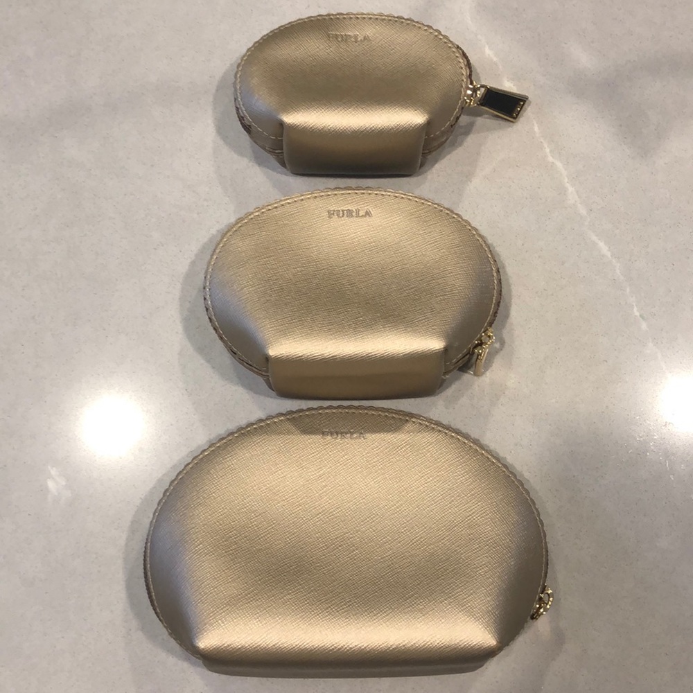 Furla 3-piece cosmetic zippered pouch